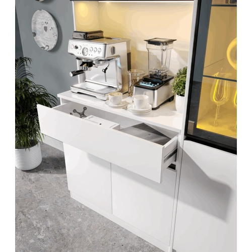Lotus Midi Sa� Vitrinli Kahve K��esi Komple MDF LED Mutfak Dolab�