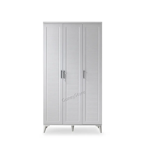 �cretsiz Montaj Paris 3 Kapakl� Komple MDF Beyaz Gard�rop