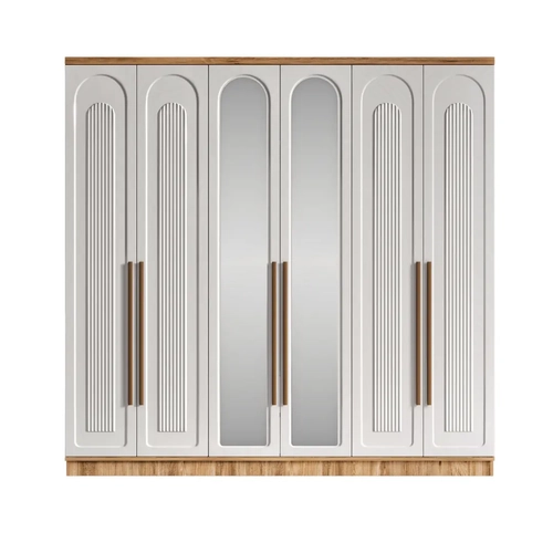 �cretsiz Montaj Flora 6 Kapakl� Aynal� Komple MDF Gard�rop