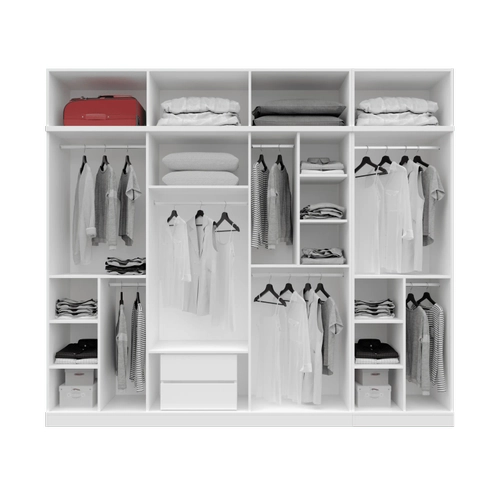 �cretsiz Montaj Oslo 8 Kapakl� Y�kl�kl� Komple MDF Beyaz Gard�rop �cretsiz Montaj