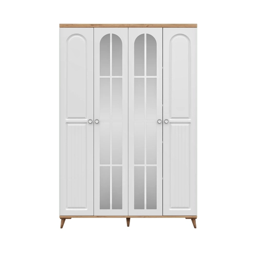 �cretsiz Montaj Bohem 4 Kapakl� Aynal� Komple MDF  Gard�rop