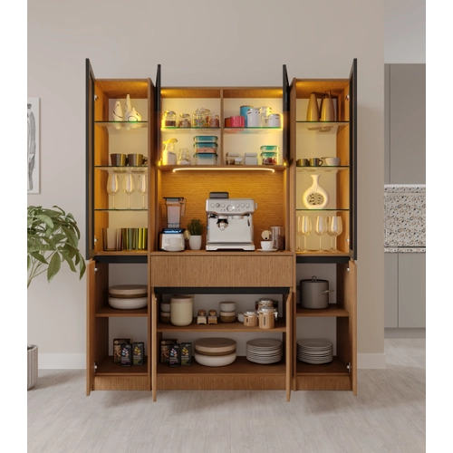 Bambu Maxi Komple MDF LED Ayd�nlatmal� Kahve K��esi
