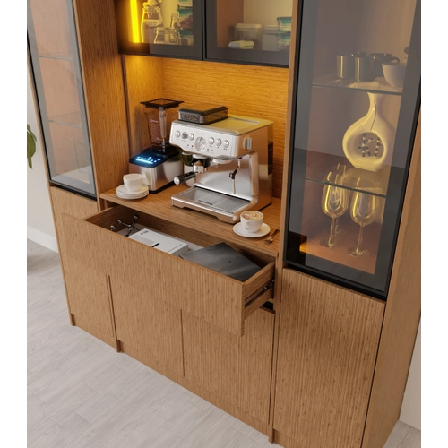 Bambu Maxi Komple MDF LED Ayd�nlatmal� Kahve K��esi