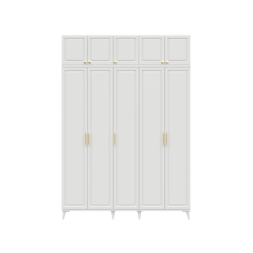 �cretsiz Montaj Milas Gold 5 Kapakl� Komple MDF Ayakl� Y�kl�kl� Gard�rop