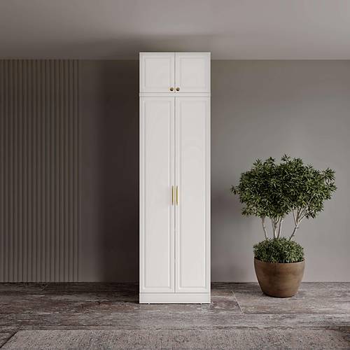 cretsiz Montaj Milas Gold 2 Kapakl Komple MDF Yklkl Gardrop