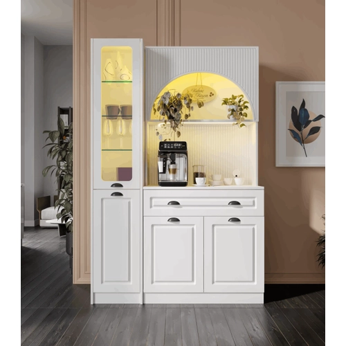 Armoni Black Midi Kahve K��esi Sol Vitrinli Komple MDF