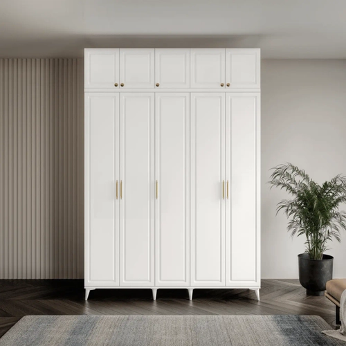�cretsiz Montaj Milas Gold 5 Kapakl� Komple MDF Ayakl� Y�kl�kl� Gard�rop