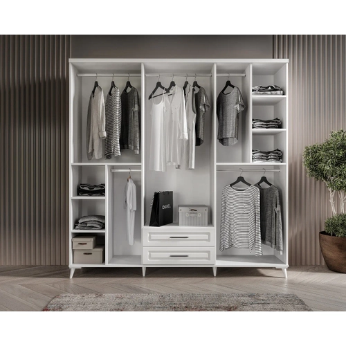 �cretsiz Montaj G�zde 6 Kapakl� Komple MDF Beyaz Yatak Odas� Tak�m�