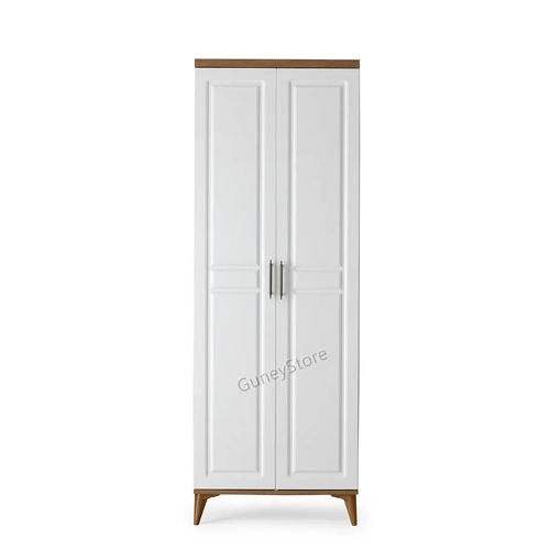 �cretsiz Montaj Sport 2 Kapakl� Komple MDF Atlantik �am-Beyaz Gard�rop