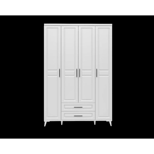 �cretsiz Montaj G�zde 4 Kapakl� Komple MDF �ekmeceli Beyaz Gard�rop