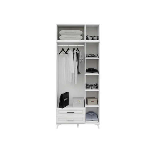 �cretsiz Montaj G�zde 3 Kapakl� 2 �ekmeceli Y�kl�kl� Komple MDF  Beyaz Gard�rop