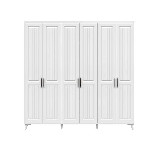 �cretsiz Montaj Adenna 6 Kapakl�  Komple MDF Beyaz Gard�rop