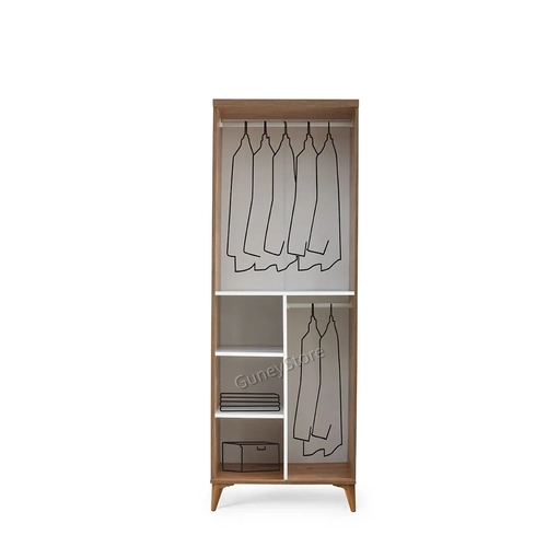 �cretsiz Montaj Sport 2 Kapakl� Komple MDF Atlantik �am-Beyaz Gard�rop