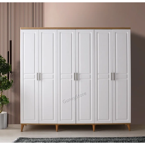 �cretsiz Montaj Sport 6 Kapakl�  Komple MDF Atlantik �am-Beyaz Gard�rop