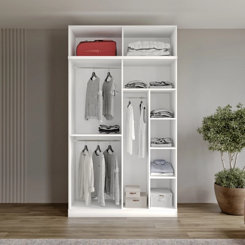 �cretsiz Montaj Oslo 4 Kapakl� Y�kl�kl� Komple MDF Beyaz Gard�rop �cretsiz Montaj