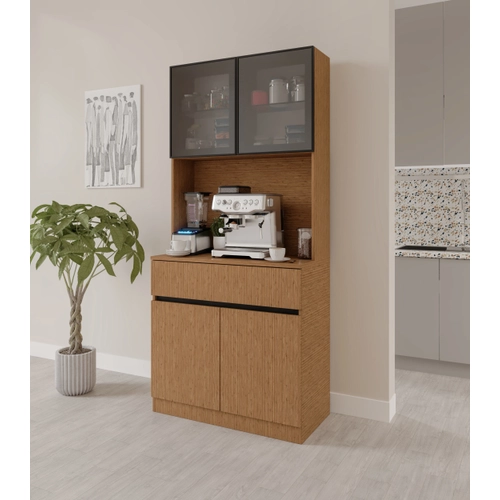 Bambu Mini Komple MDF LED Ayd�nlatmal� Kahve K��esi