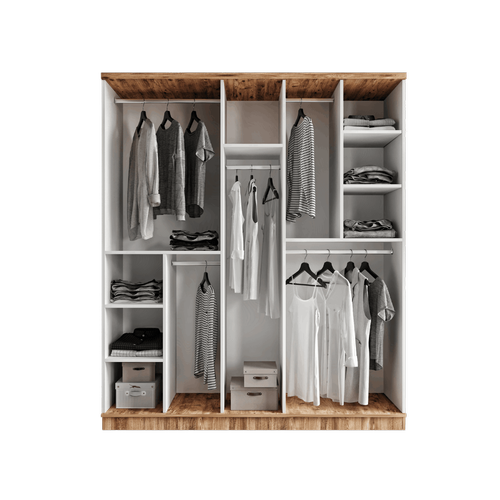 cretsiz Montaj Flora 5 Kapakl Komple MDF Gardrop