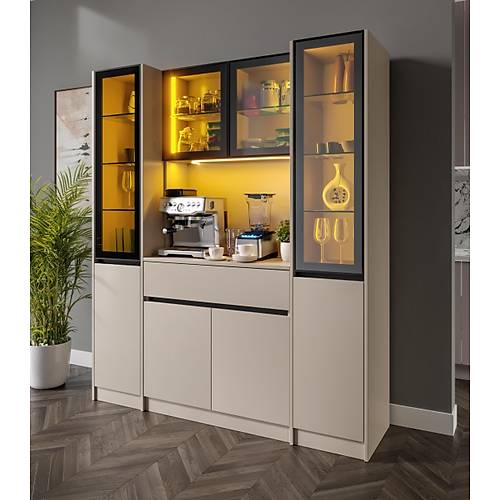 Viona Maxi Kum Beji Komple MDF LED Ayd�nlatmal� Kahve K��esi