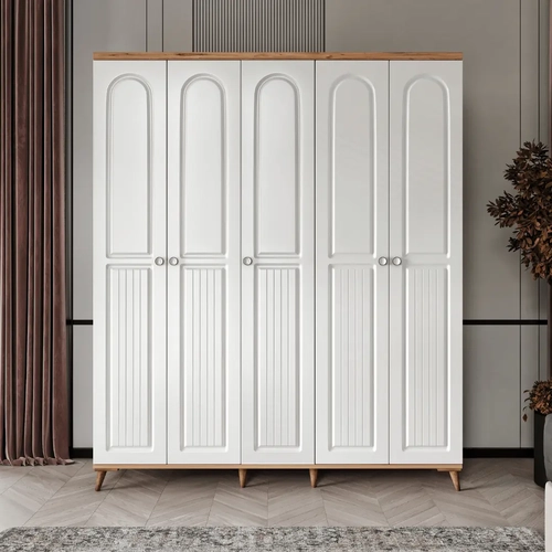 �cretsiz Montaj Bohem 5 Kapakl� Komple MDF  Gard�rop