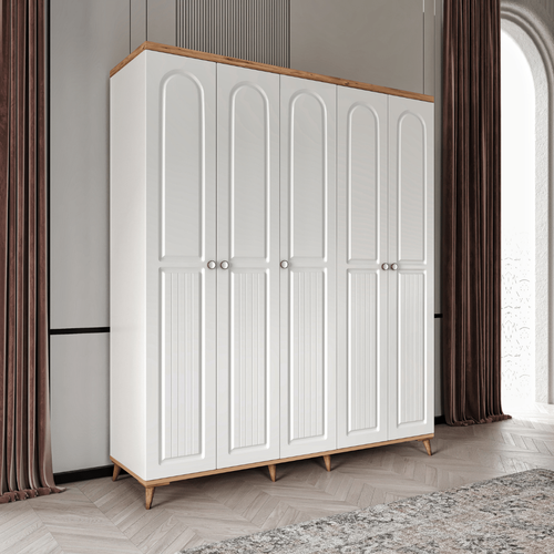 cretsiz Montaj Bohem 5 Kapakl Komple MDF  Gardrop