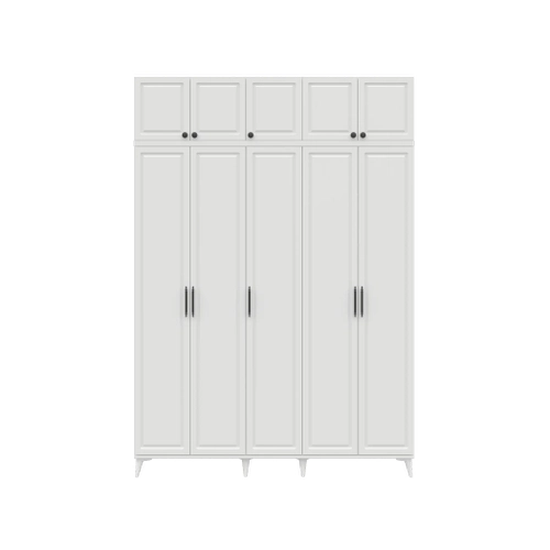 �cretsiz Montaj Milas 5 Kapakl� Komple MDF Ayakl� Y�kl�kl� Gard�rop