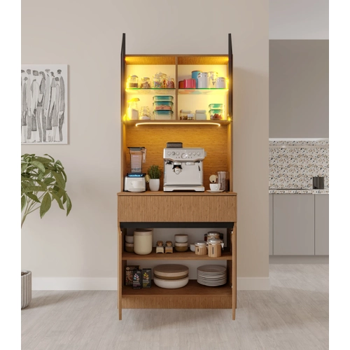 Bambu Mini Komple MDF LED Ayd�nlatmal� Kahve K��esi