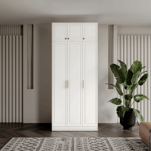 �cretsiz Montaj Milas Gold 3 Kapakl� Komple MDF Y�kl�kl� Gard�rop