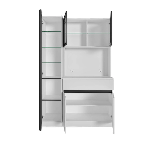 Moon Midi Sol Vitrinli Kahve K��esi Komple MDF LED Mutfak Dolab�