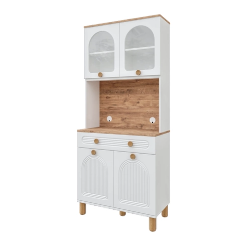 Rosa 2 Kapakl� Kahve K��esi � 93 cm MDF, LED Ayd�nlatmal�, �ok Ama�l� Mutfak ve Airfryer Dolab�