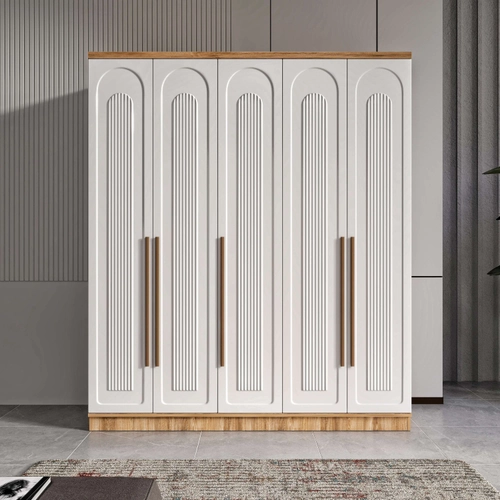 �cretsiz Montaj Flora 5 Kapakl� Komple MDF Gard�rop