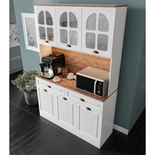 Efes Kahve K��esi - 140 cm MDF Mutfak Dolab� - LED Ayd�nlatmal� - �cretsiz Montaj