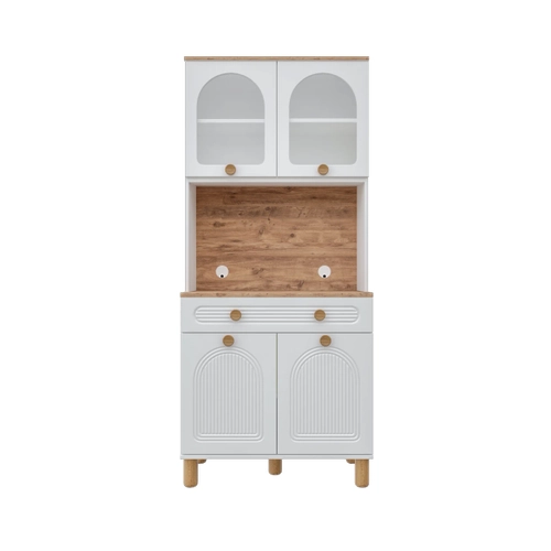 Rosa 2 Kapakl� Kahve K��esi � 93 cm MDF, LED Ayd�nlatmal�, �ok Ama�l� Mutfak ve Airfryer Dolab�