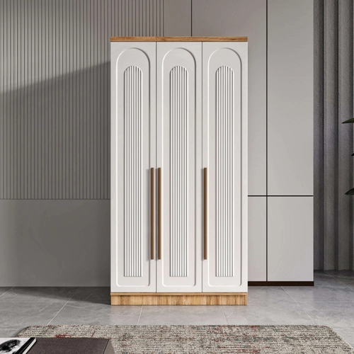 �cretsiz Montaj Flora 3 Kapakl� Komple MDF Gard�rop