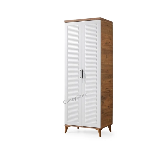 �cretsiz Montaj Paris 2 Kapakl� Komple MDF Atlantik �am-Beyaz Gard�rop