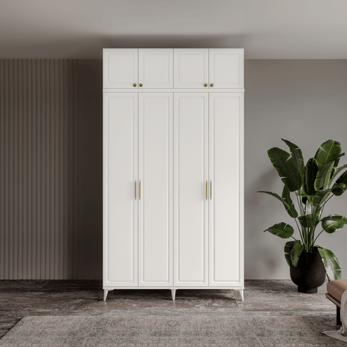 cretsiz Montaj Milas Gold 4 Kapakl Komple MDF Ayakl Yklkl Gardrop