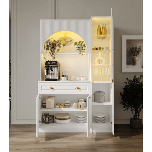 Armoni Gold Midi Kahve K��esi Sa� Vitrinli Komple MDF