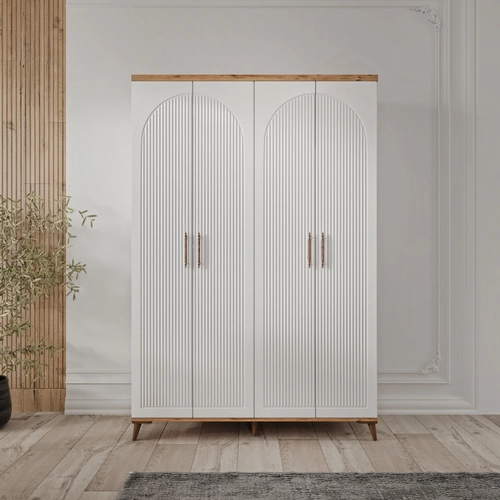 �cretsiz Montaj Nevada 4 Kapakl� Komple MDF Gard�rop