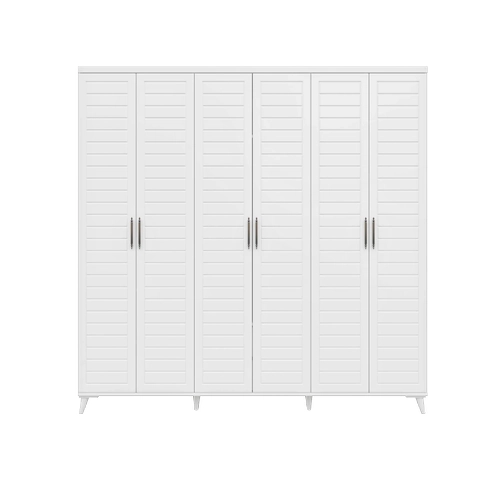 �cretsiz Montaj Rodos 6 Kapakl� Komple MDF Beyaz Gard�rop