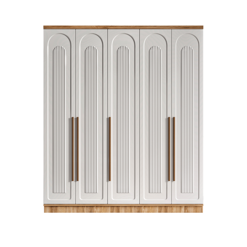 cretsiz Montaj Flora 5 Kapakl Komple MDF Gardrop