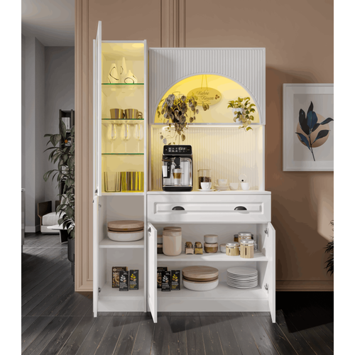 Armoni Black Midi Kahve K��esi Sol Vitrinli Komple MDF