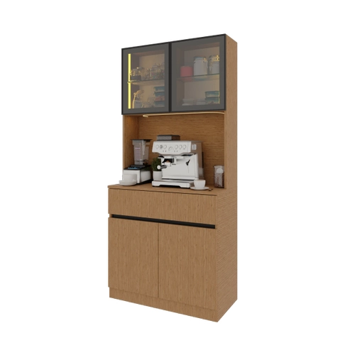 Bambu Mini Komple MDF LED Ayd�nlatmal� Kahve K��esi