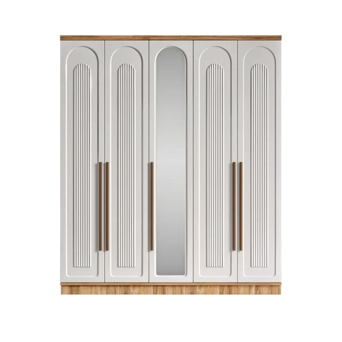 �cretsiz Montaj Flora 5 Kapakl� Aynal� Komple MDF Gard�rop