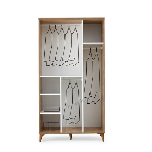 �cretsiz Montaj Sport 3 Kapakl� Komple MDF Atlantik �am-Beyaz Gard�rop