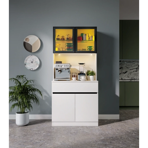Lotus Mini Kahve K��esi Komple MDF LED Ayd�nlatmal� Mutfak Dolab�