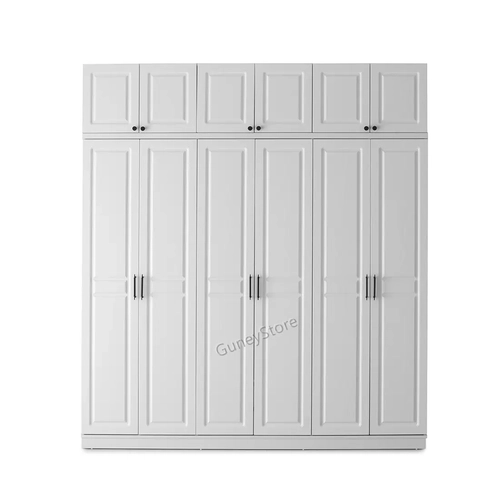 �cretsiz Montaj Sport 6 Kapakl� Y�kl�kl� Komple MDF Beyaz Gard�rop �cretsiz Montaj