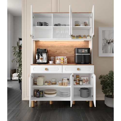 Rosa Kahve K��esi - 140 cm MDF Mutfak Dolab� - LED Ayd�nlatmal� - �cretsiz Montaj