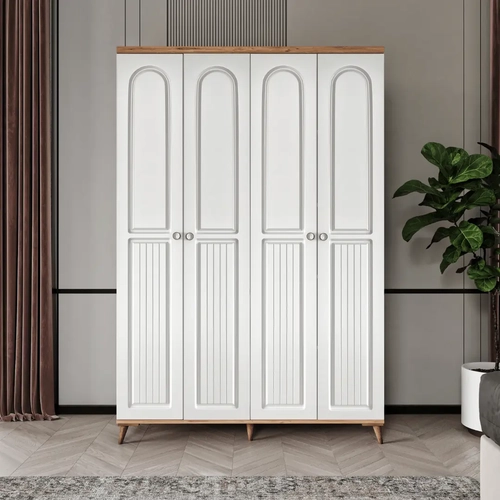 �cretsiz Montaj Bohem 4 Kapakl� Komple MDF  Gard�rop