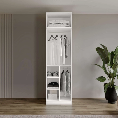 �cretsiz Montaj Oslo 2 Kapakl� Y�kl�kl� Komple MDF Beyaz Gard�rop �cretsiz Montaj