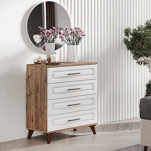 Sport 4 �ekmeceli Aynal� MDF Atlantik �am - Beyaz �ifonyer