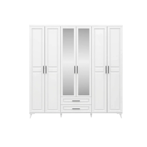 �cretsiz Montaj G�zde 6 Kapakl� Komple MDF Beyaz Yatak Odas� Tak�m�